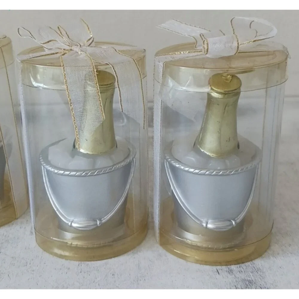 Candles Set of 4 pc Champagne Bottle in Ice Bucket Minis NEW